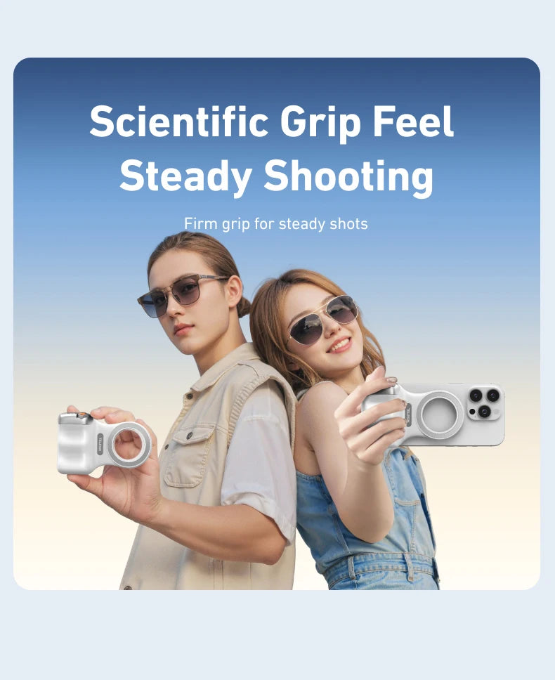 TELESIN™ Magnetic Phone Camera Hand Grip with Bluetooth Remote – Pro Shooting Handle for iPhone & Android Creators