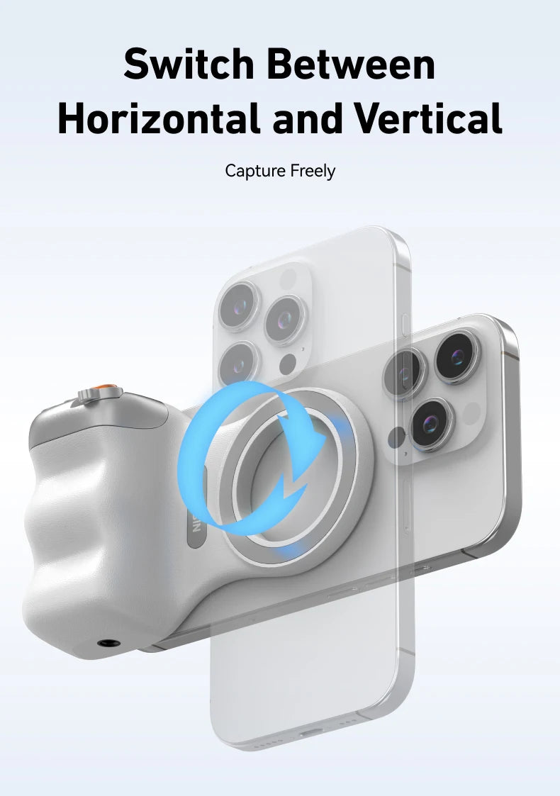 TELESIN™ Magnetic Phone Camera Hand Grip with Bluetooth Remote – Pro Shooting Handle for iPhone & Android Creators