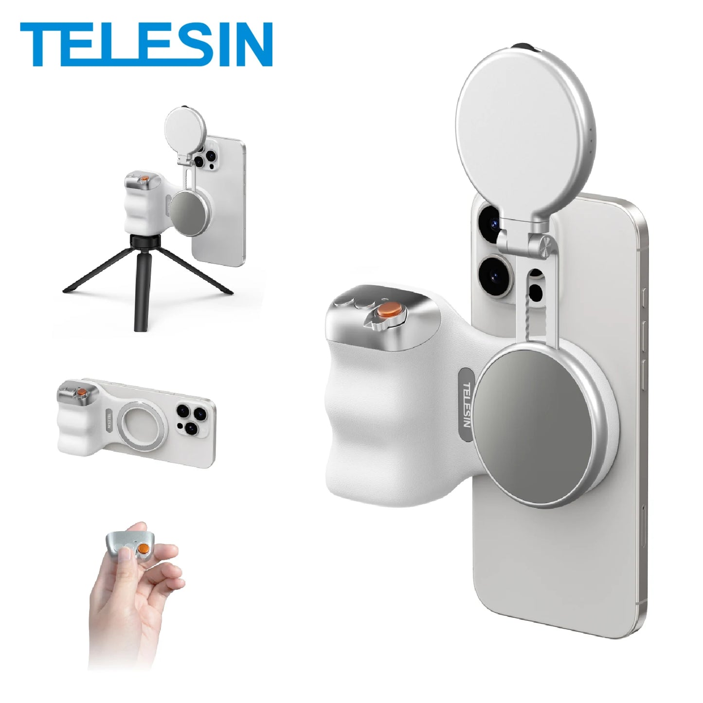 TELESIN™ Magnetic Phone Camera Hand Grip with Bluetooth Remote – Pro Shooting Handle for iPhone & Android Creators