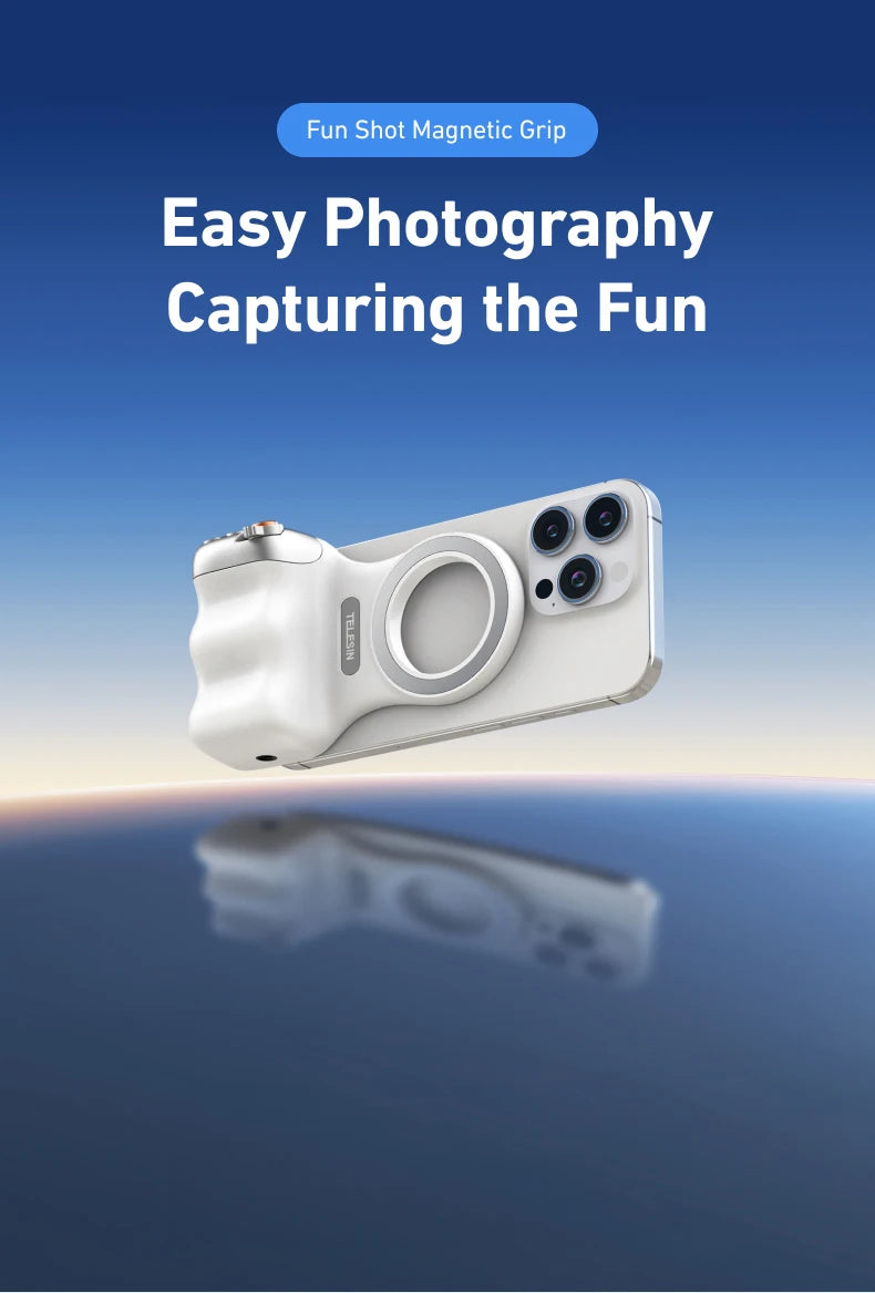 TELESIN™ Magnetic Phone Camera Hand Grip with Bluetooth Remote – Pro Shooting Handle for iPhone & Android Creators